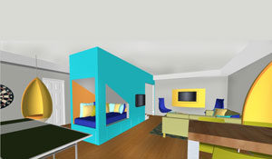 Conceptual design concepts include spacial layout, architectural changes, colors, furniture and more.